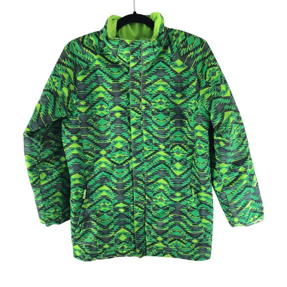 Columbia Boys Twist Tip II Jacket Puffer Geometric Green L